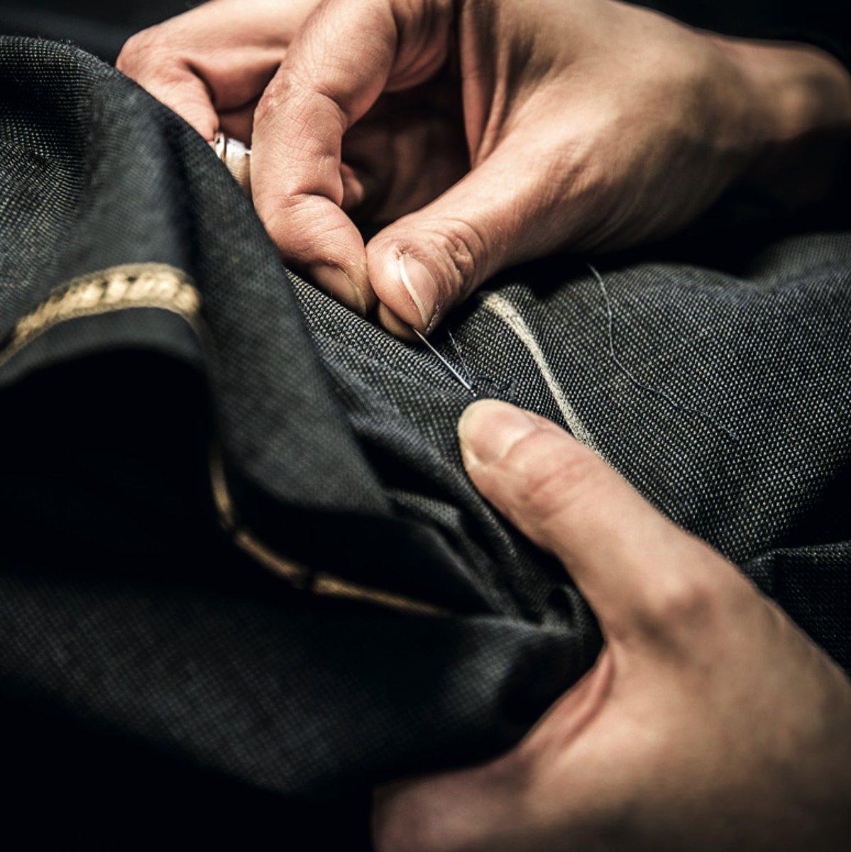 Custom tailored suit stitching closeup