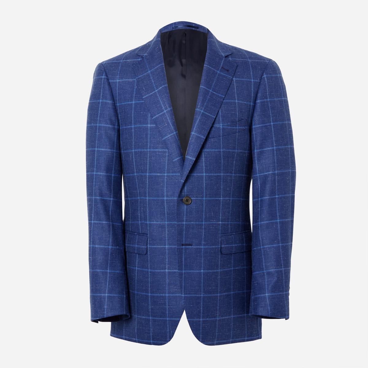 Madison Deep Blue Heathered Windowpane Blazer | Alton Lane