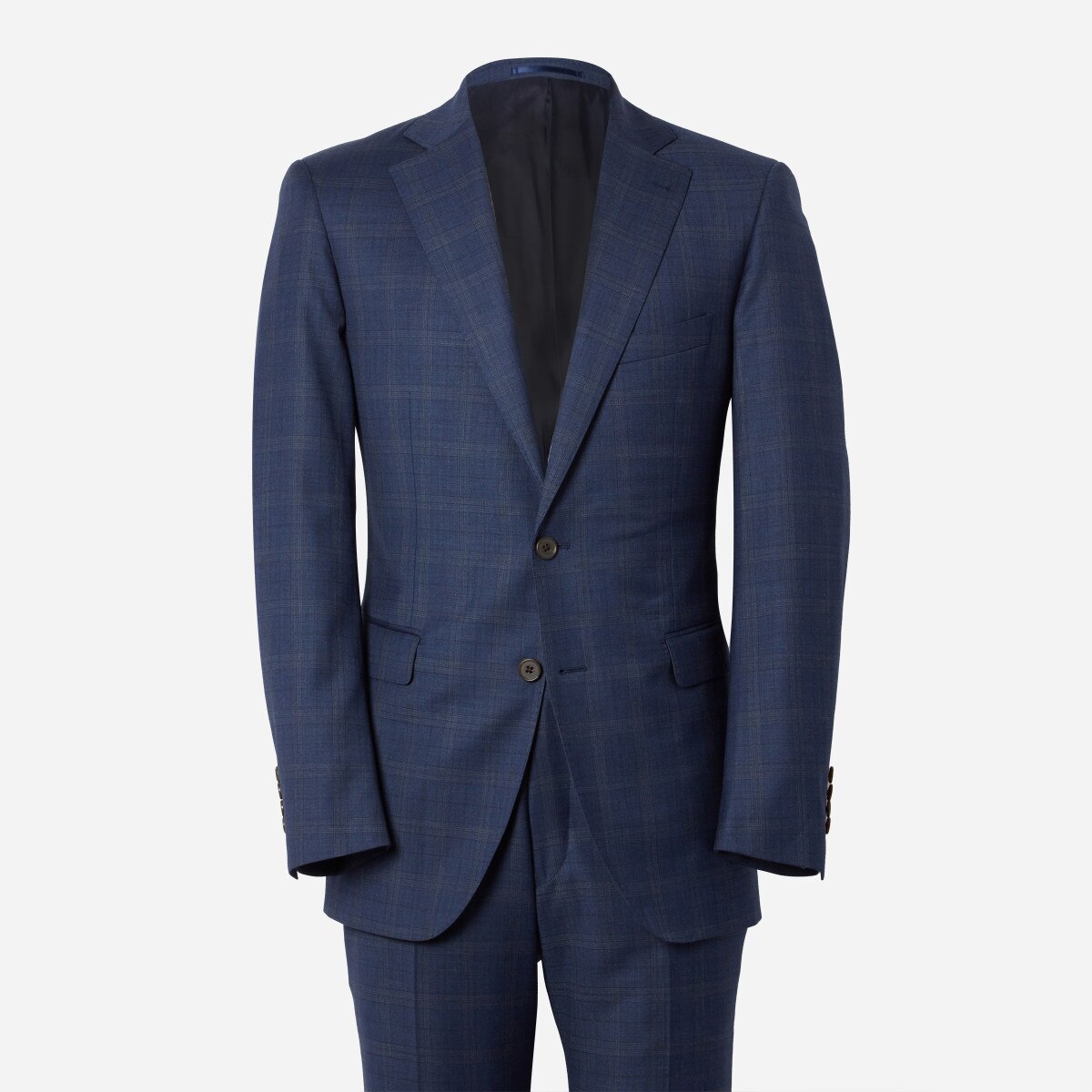 Irving Denim Blue Plaid Suit | Alton Lane