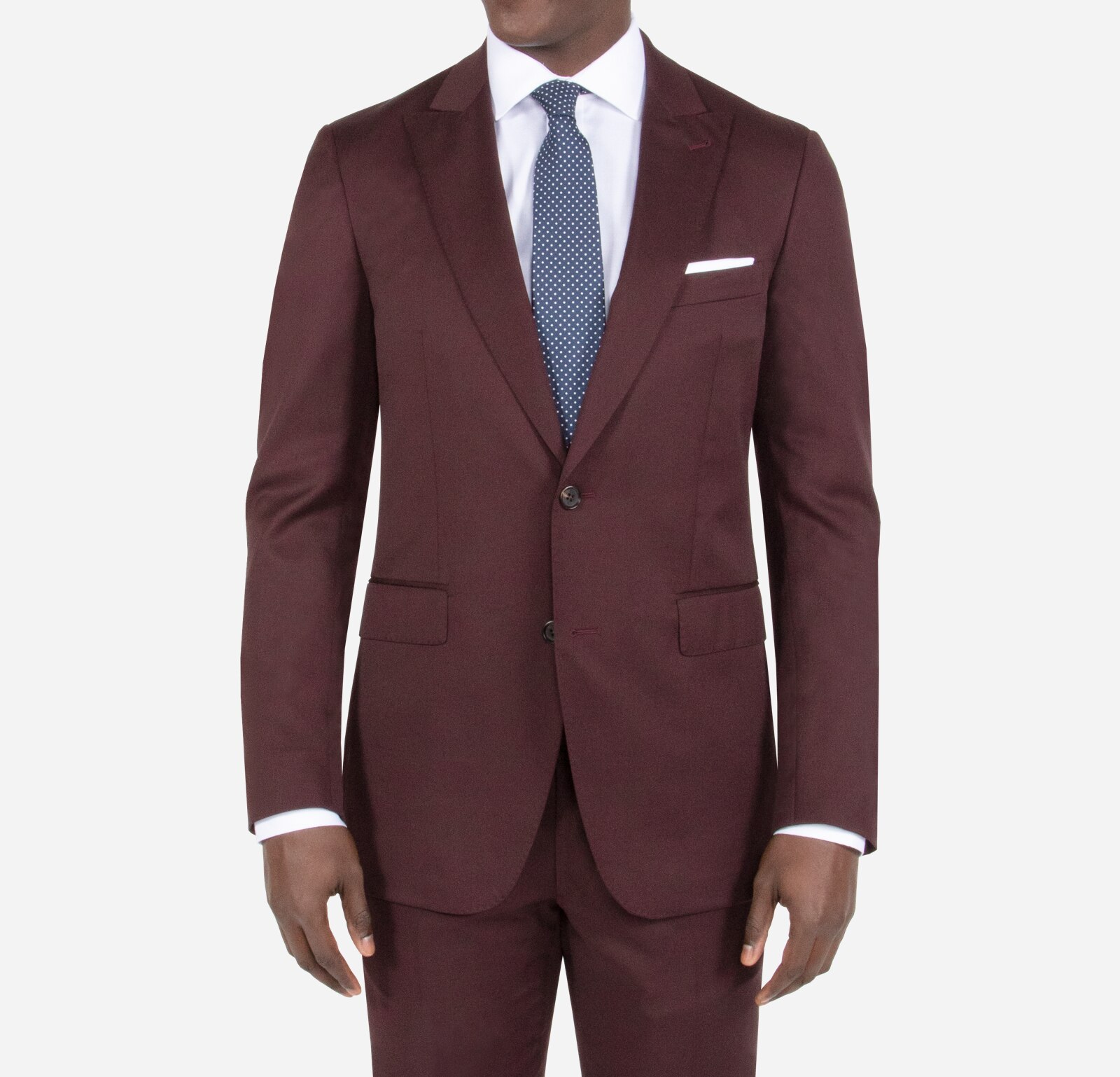 oxblood red suit